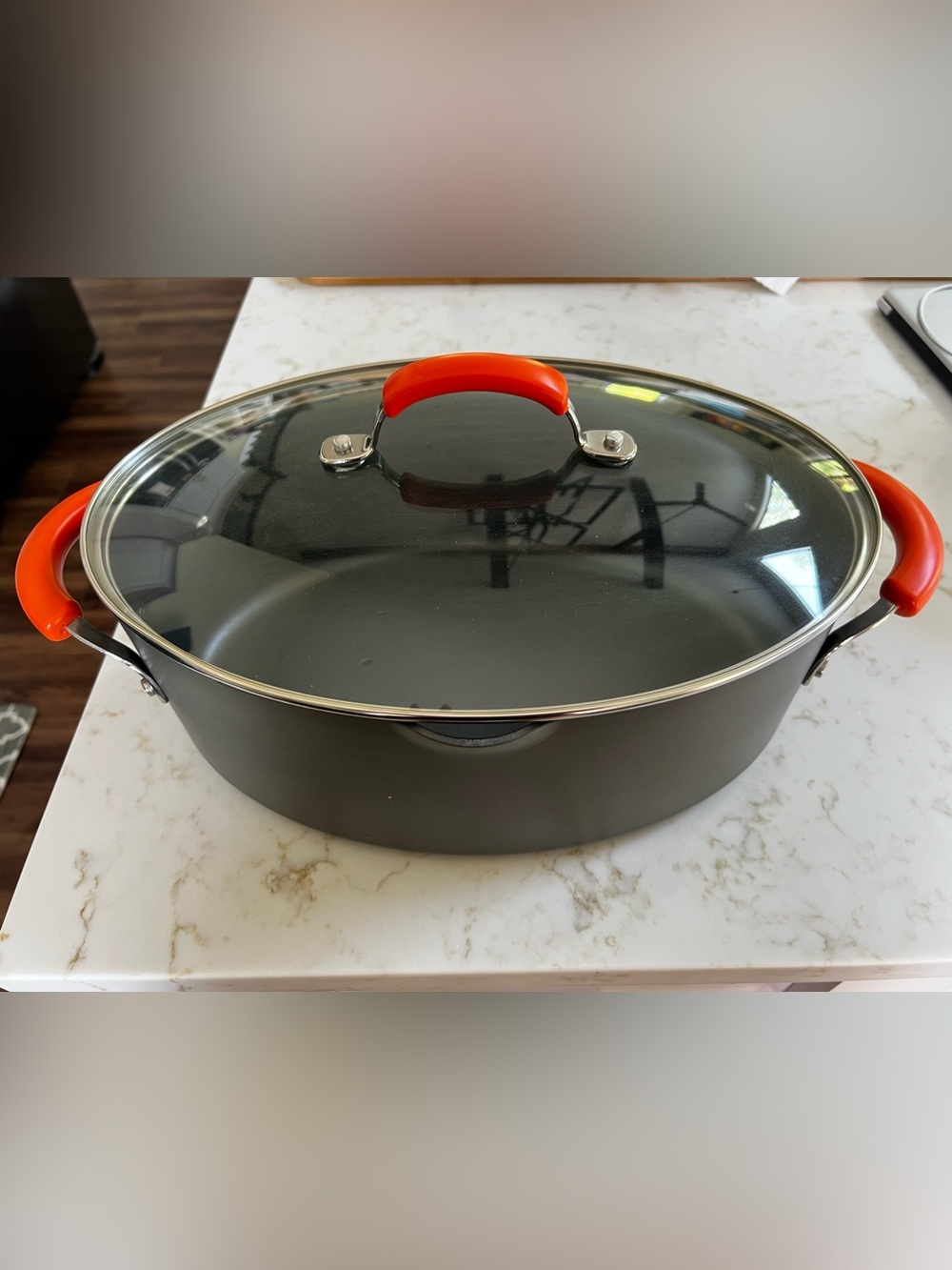 Rachael Ray Grey and Orange Hard-Anodized 8 Quart Non Stick Pot